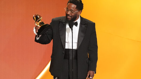 Kendrick Lamar accepting Grammy Award for Best Rap Album